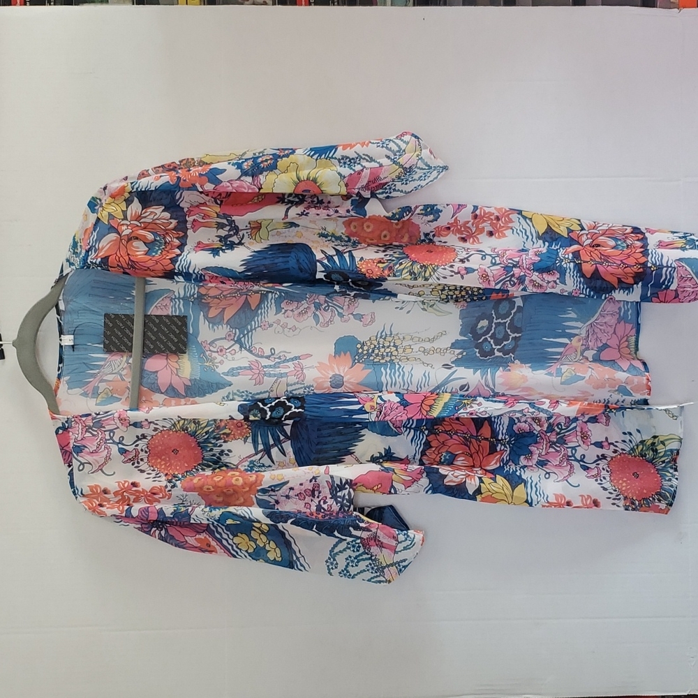 Basic faith ladies cover up floral open front short sleeve